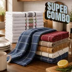 SUPER KIT PANOS DE COPA PREMIUM ATOALHADO COMBO 100% ALGODÃO