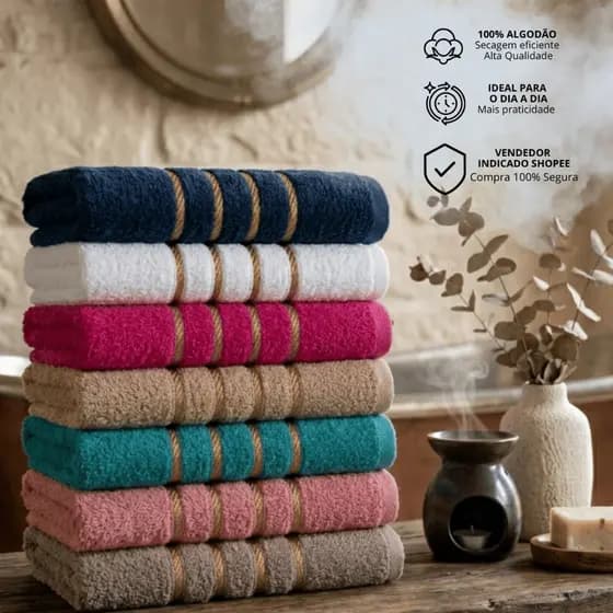 Kit 6 Toalha de Banho Grande Felpuda Macia Premium 100% Algodão Gigante Ótima Absorção