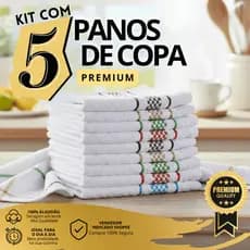 KIT 5 PANOS DE COPA ATOALHADO JACQUARD XADREZ PREMIUM 100% ALGODÃO FELPUDO - CORES SORTIDAS