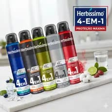 Kit 5 Desodorantes Aerosol Herbíssimo Green Snow Volcano Blue Dark Silver 150Ml Proteção Máxima