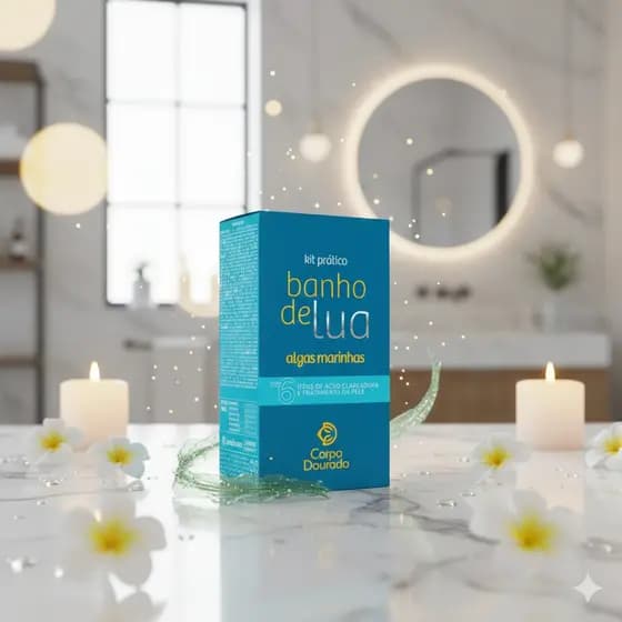 Kit De Banho Prático Corpo Dourado Banho De Lua Álgas Marinhas Clareamento Em Casa 300g