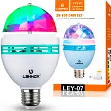 Lâmpada LED RGB Giratória Colorida com Bocal Inclusa Luz Rotativa Efeitos de Cores Festa Decoração 110V 220V Bivolt