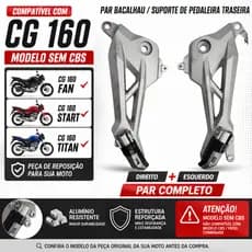 Par Bacalhau Suporte Pedaleira Traseira CG 160 Fan Start Titan Sem CBS Alumínio