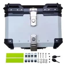 Baú Traseiro Alumínio 45L Moto Top Case Universal com Suporte-ALUMINHO