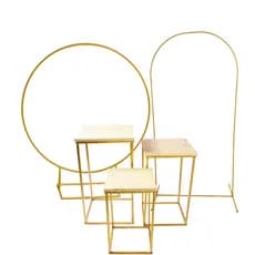 Trio de Mesa Kit com Arco Redondo + Arco Romano Dourado