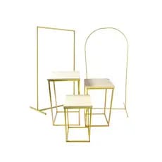 Kit Pegue Monte Arco Retangular + Arco Romano + Trio de Mesa Dourado
