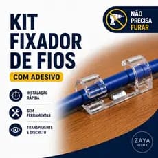 Clips Organizador de Cabos e Fios Adesivo Fixador de Parede Passa Fio Sem Furos Kits 20, 40 e 60 Un