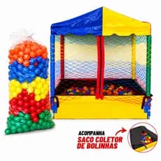 Kit Piscina de Bolinhas Infantil com 500 Bolinhas Coloridas e Saco Coletor Reforçado