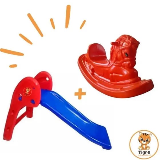 Escorregador Baby 2 Degraus + Gangorra Cavalinho Envio Expresso