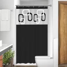 Cortina Box Banheiro PVC Impermeável Antimofo com Visor e Ganchos Estampada
