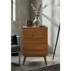 Mesa De Cabeceira Box 2 Gavetas Retrô Com Chave Quarto Cor Branco