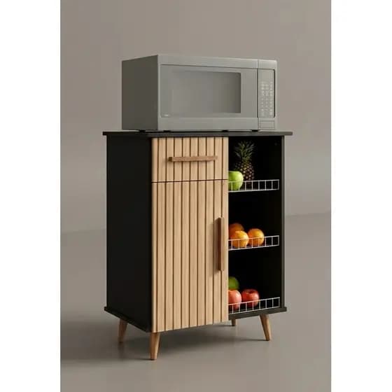 Fruteira para cozinha balcão com suporte para Microondas Cristal Ripado preto branco canela branco ripado cores
