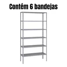Estante Aço Prateleira Multiuso 6 Nivel Bandeja Reforçada Galvanizada