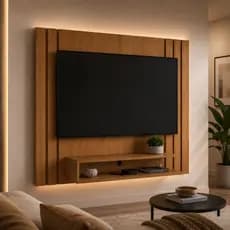 Painel para TV 50 pol moderno com nicho design inovador off white canela preto branco