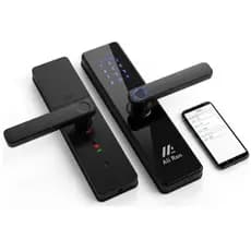 Fechadura Digital Biométrica Wi-fi Touch Senha Cartao Preto Preto Biometria F1