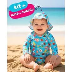 Kit Maiô Biquíni Bebê Infantil UV 50+ Chapéu Praia