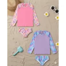 Kit Biquíni Infantil UV 50+ Menina Manga Longa Praia
