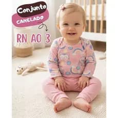 Conjunto Bebê Canelado Body Manga Longa e Calça RN ao 3 Roupa Bebê Menino Menina
