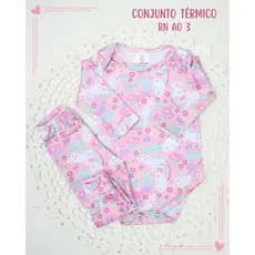 Conjunto Térmico Bebê Inverno Pagão Longo RN ao 3 Roupa Bebê Menina Feminino Peluciado Body Calça
