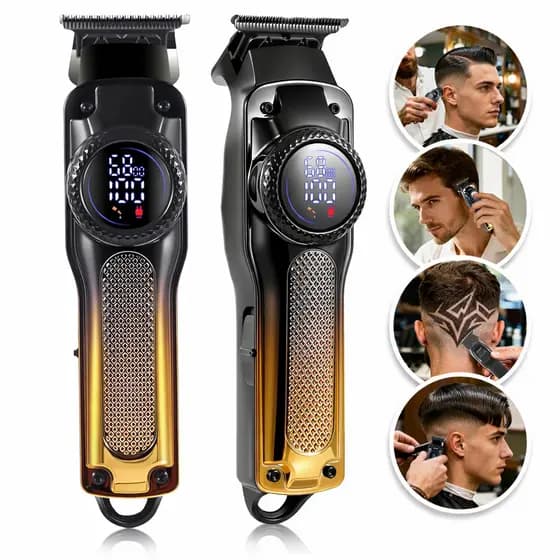 Maquina de Cortar Cabelo Profissional Lâmina T Barba  USB Alta Precisão Potente Display LED