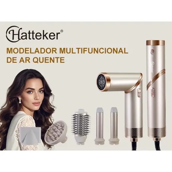 Escova Secadora 5 em 1 Hatteker 110V/220V Íons Anti Frizz Modelador Profissional Dobrável VS-C11