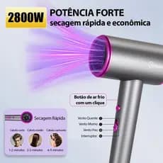 Secador de Cabelo de Alta Potencia 2800W Iônico Secagem Rápida 3 Cabeças Hatteker HT-316 110v e 220v