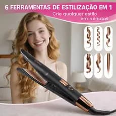 Prancha Alisadora e Modeladora de Cachos 2 em 1 Bivolt Hatteker Aquecimento rápido
