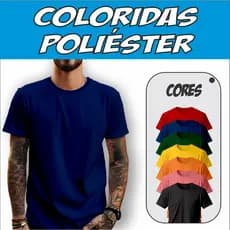 Camiseta Lisa Colorida 100% Poliéster Malha sublimação