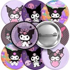 Kit 10 Botton Broches Tema Kuromi 3,5cm