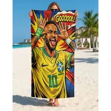 Toalha Grande de Banho Praia 1,40x70cm Neymar Comemoração