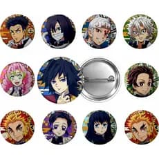 Kit 10 Botton Broches Tema Demon Slayer 3,5cm