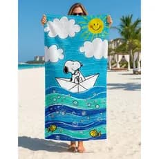 Toalha Grande de Banho Praia 1,40x70cm Snoopy Barquinho