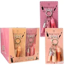 Box c/ 24 Chaveiros SOS Make Up Mia Make 3 em 1 - Gel Fixador-Batom-Gloss