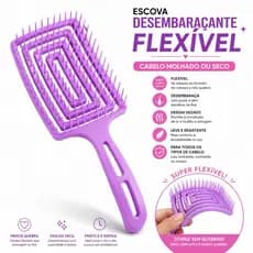 Escova Quadrada Flexível | Desembaraça Fácil | Anti Quebra | Cores Sortida