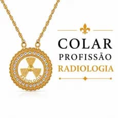 Colar Profissão Radiologia | Dourado com Strass Pingente Presente Formatura