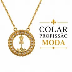Colar Profissão Moda | Strass Pingente Fashion Design Presente Formatura