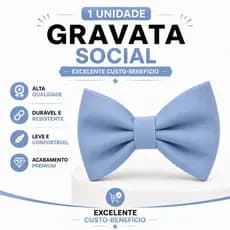 Gravata Borboleta Azul Serenity Ajustável | Masculina e Infantil para Casamento, Festa e Eventos