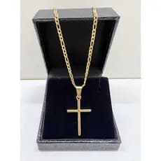 Corrente + Pingente Cruz dourado  – Elegancia e Estilo Masculino