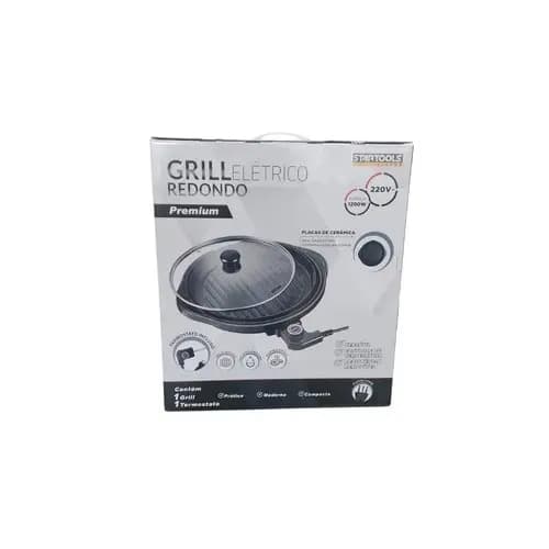 Grill Eletrico Redondo Premium Termostato 220V - Preta