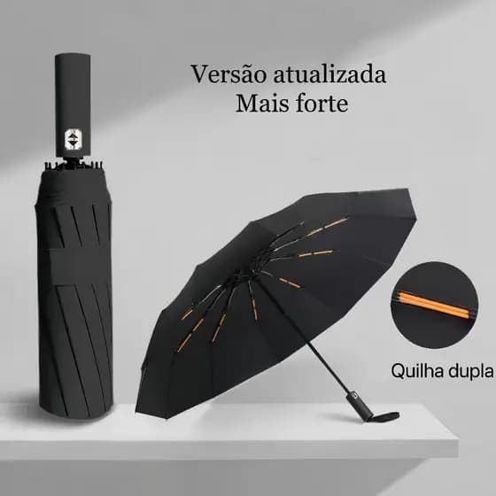 Guarda Chuva Automático Abre E Fecha Reforçado Contra Vento Proteção Solar Blackout  Quilha Dupla