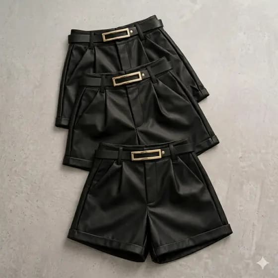 Short Feminino Courino Fake Cintura Alta Modelador Elegante Tendência