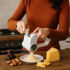 Ralador e Fatiador Multiuso 3 em 1 com Manivela, inox, legumes, queijo, manual, multiuso, alimentos.