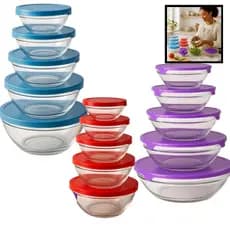 CONJUNTO DE 5 POTES DE VIDRO COM TAMPA HERMÉTICA SORTIDO COMIDA, ALIMENTO FREEZER GELADEIRA VEDAÇÃO.