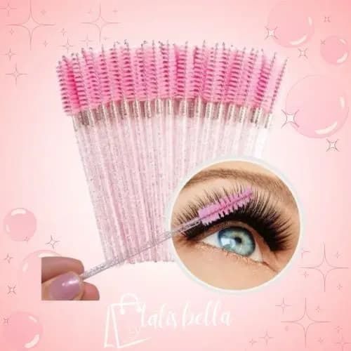 Kit 50 -100- 250 Escovinhas para Alongamento Extensão de Cílios  Sobrancelha  Glitter
