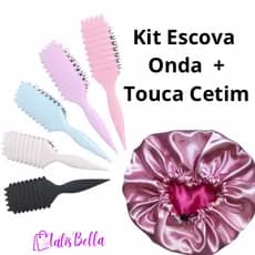 Kit- Escova Onda  mais Touca de Cetim Dupla Face