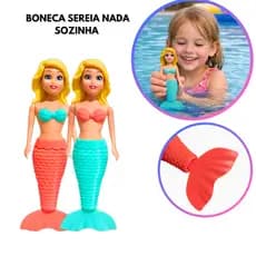 Brinquedo Boneca Sereia Princesa A Corda Nada Sozinha