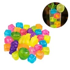 KIT ATÉ 40 Cubos de Gelo Reutilizáveis Coloridos – Use em Bebidas, Festas, Cooler ou Bolsa Térmica
