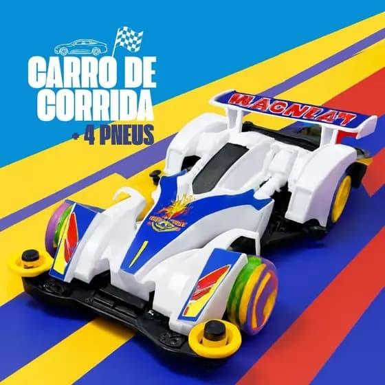 Carrinho De Corrida + 4 Pneus Modelos Sortidos Brinquedo