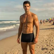 Sunga Masculina Boxer Forrada Não Aperta Proteção UV50 Secagem Rápida Cordão De Ajuste Praia Piscina