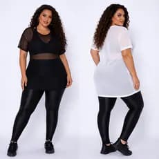 Kit 02 Blusas Feminina Plus Size de Tule Academia Treino Respiravél Transparência Feminino